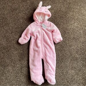 NWT Baby Girl Children's Place Pink Bunny Plush Fleece Hooded Bunting 6-9 Mo